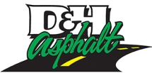 D&H Asphalt logo featuring bold text with a stylized road graphic under the word "Asphalt" in green script.